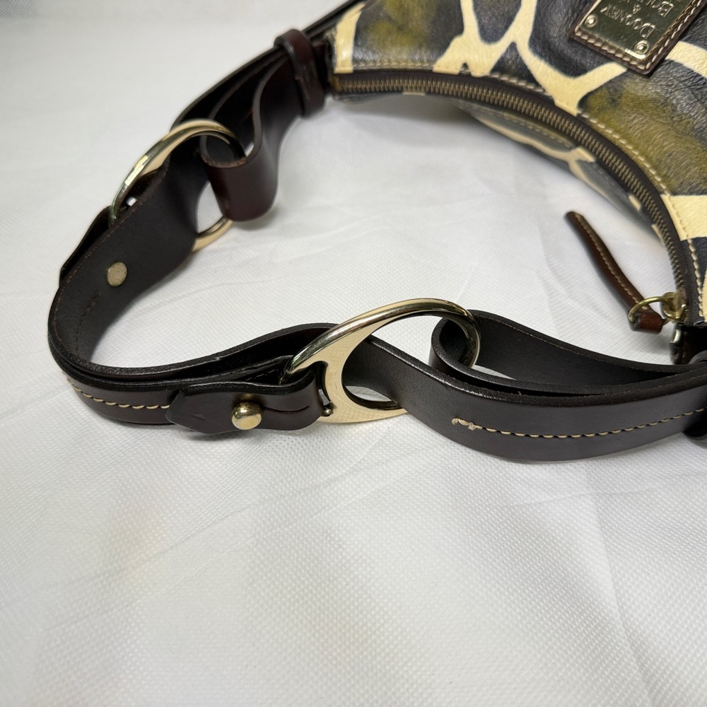 Dooney & Bourke Brown and Cream Giraffe-Print Leather Shoulder Bag - Picture 12 of 15